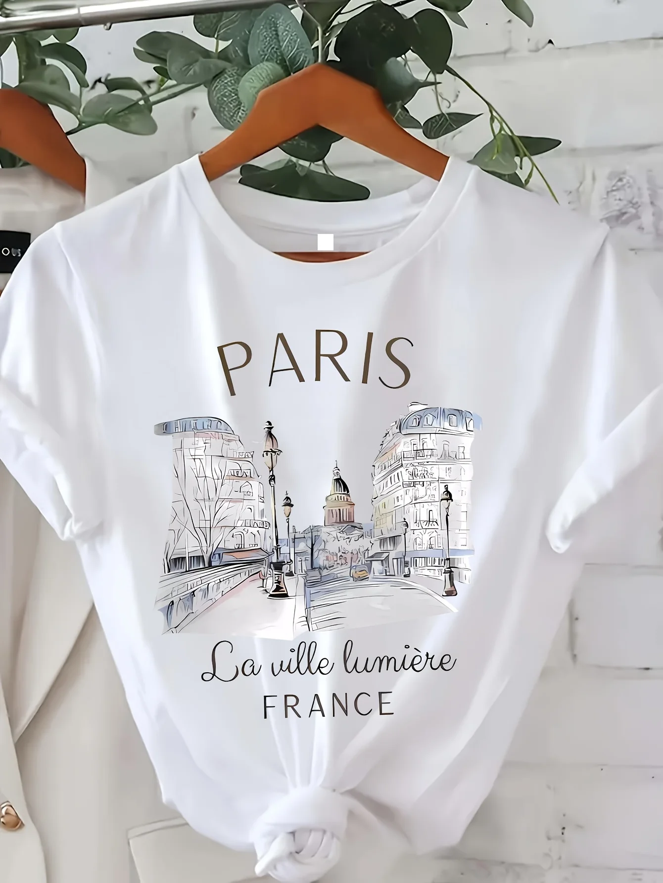 Summer Clothing In Paris - تي شيرت نسائي بطبعة باريس، قميص