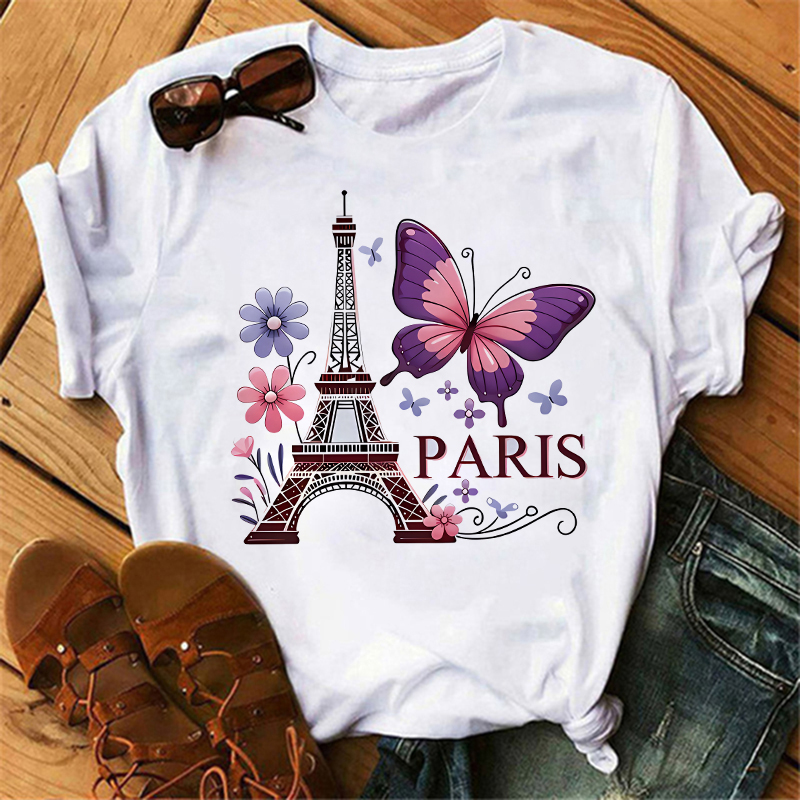 تي شيرت بتصميم زهور وفراشات با - مراجعة Summer Clothing In Paris وسعره