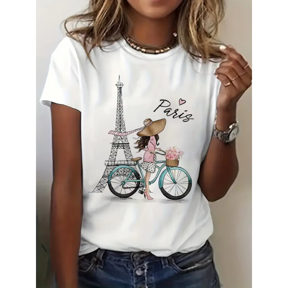 تي شيرت قطني مطبوع بأكمام قصير - مراجعة Summer Clothing In Paris وسعره