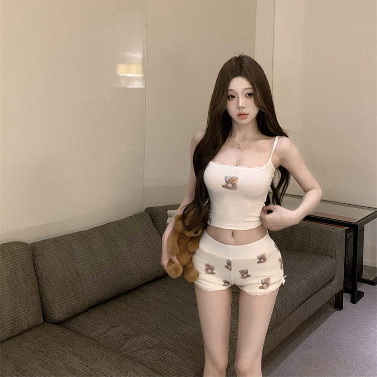 طقم قصير وقصير محصول نحيف مطبو - مراجعة Summer Clothing Cartoon وسعره